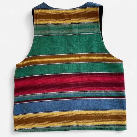 Vintage Palmetto’s Earthy Rainbow Striped Wool Vest L - Picture 5 of 6